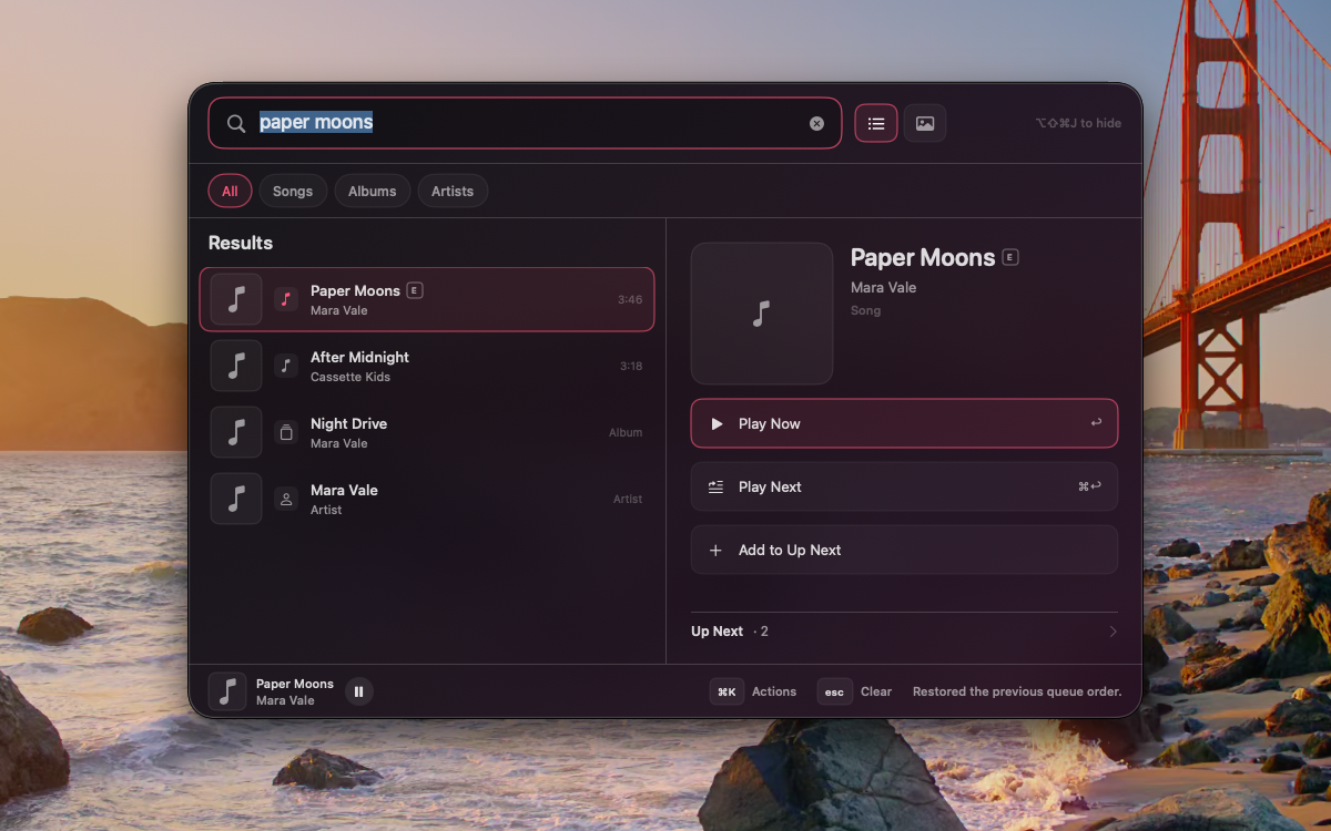 Muzick’s search workspace